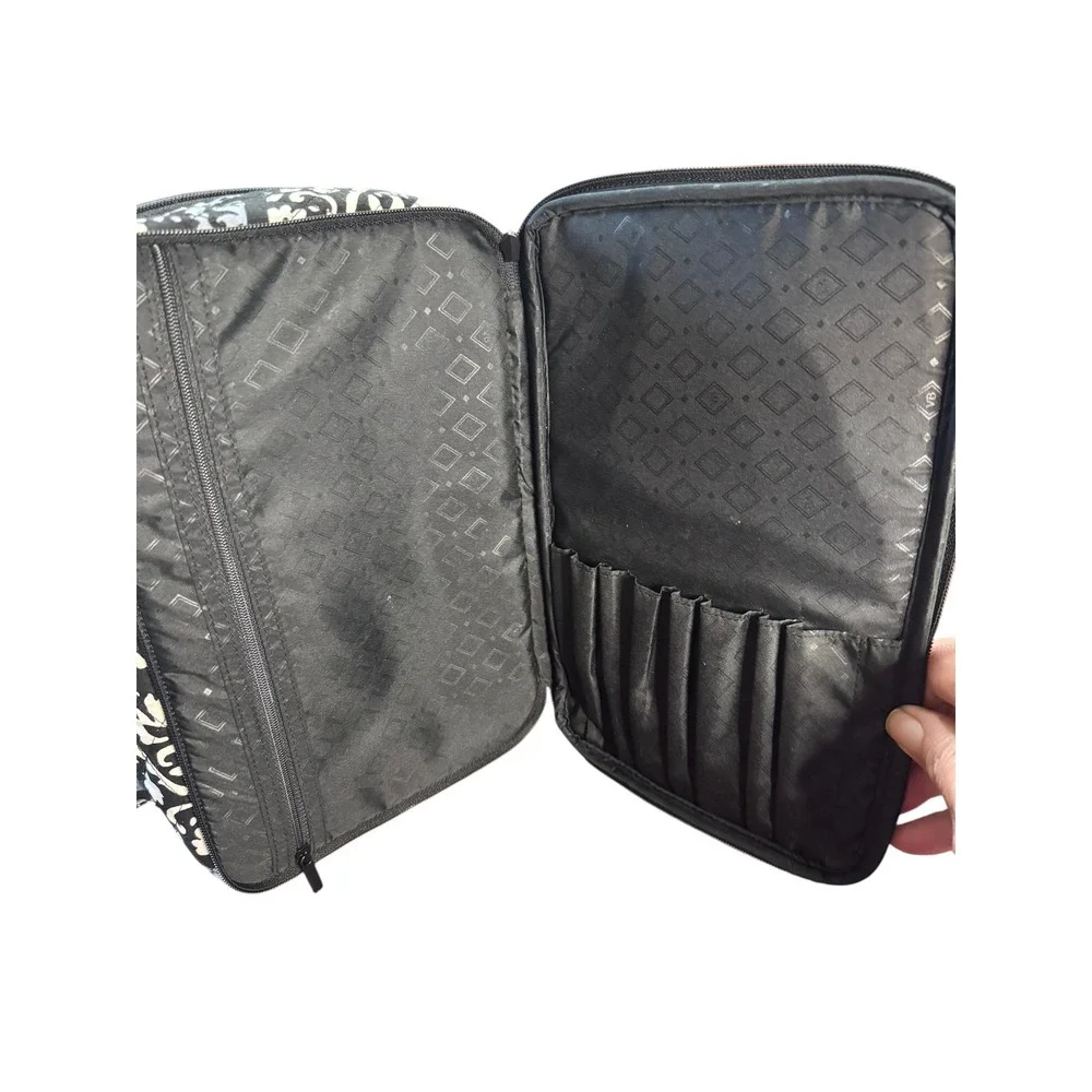 Vera Bradley Train Case Cosmetic‎ Makeup Bag Travel Organizer Black Paisley
